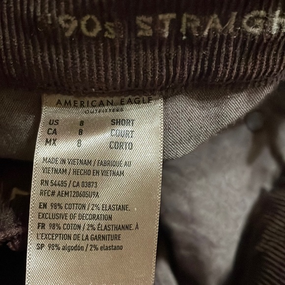 American Eagle 90s Straight leg Cords, size 8 short - Picture 5 of 6